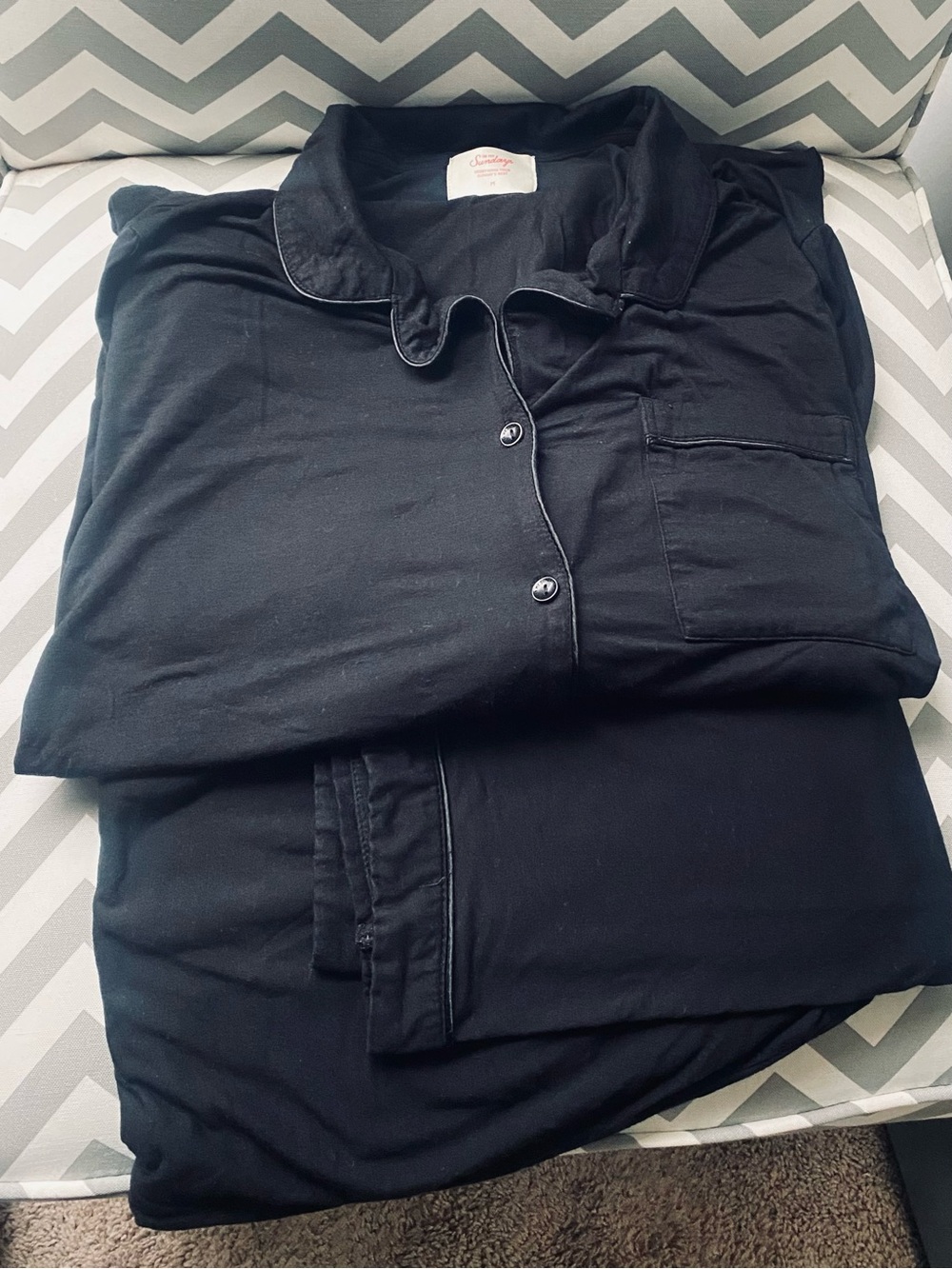 In My Sundays Solid Black Pajama Set